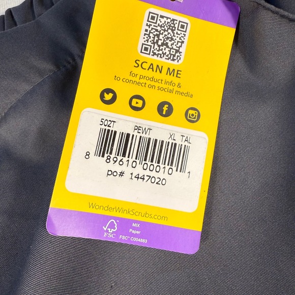 WonderWink WonderWork XL Tall Pewter Gray Womens Scrub Pants Classic‎ Fit - Picture 5 of 12